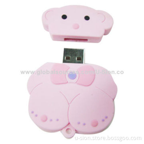 Customized Cartoon Cute Bear Animal Shaped USB Flash Drive with Free Logo